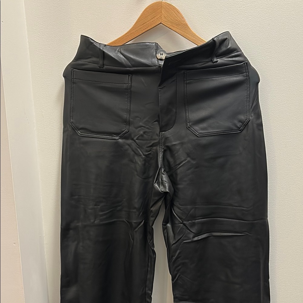 Maeve by Anthropologie The Colette Faux Leather Pants in black, size 28P